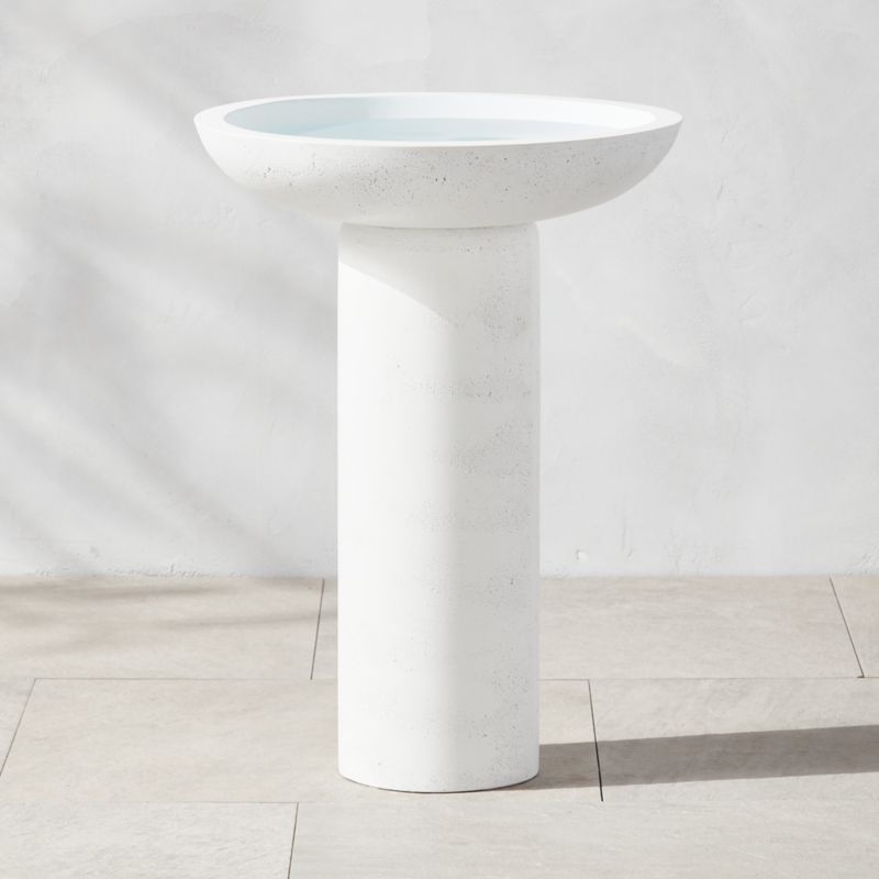 Flatform White Cement Birdbath - image 0 of 2