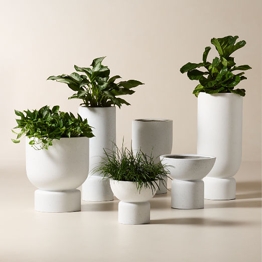 Flatform White Cement Indoor/Outdoor Medium Planter 14.25"H