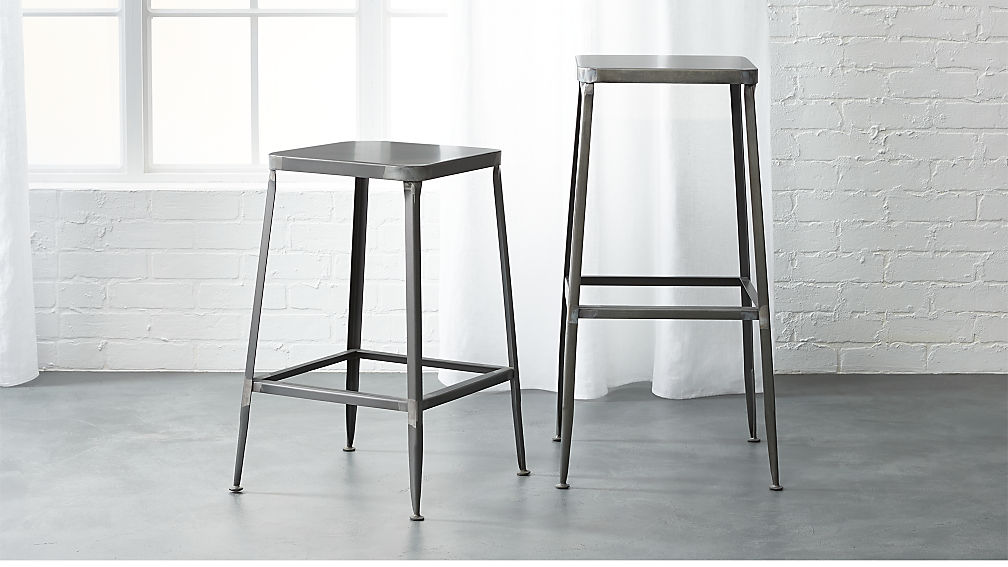 Flint Steel Bar Stools Cb2