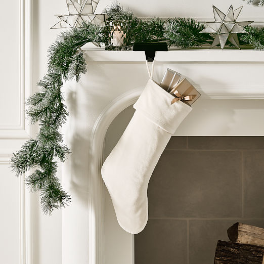 Flake Ivory Velvet Christmas Stocking
