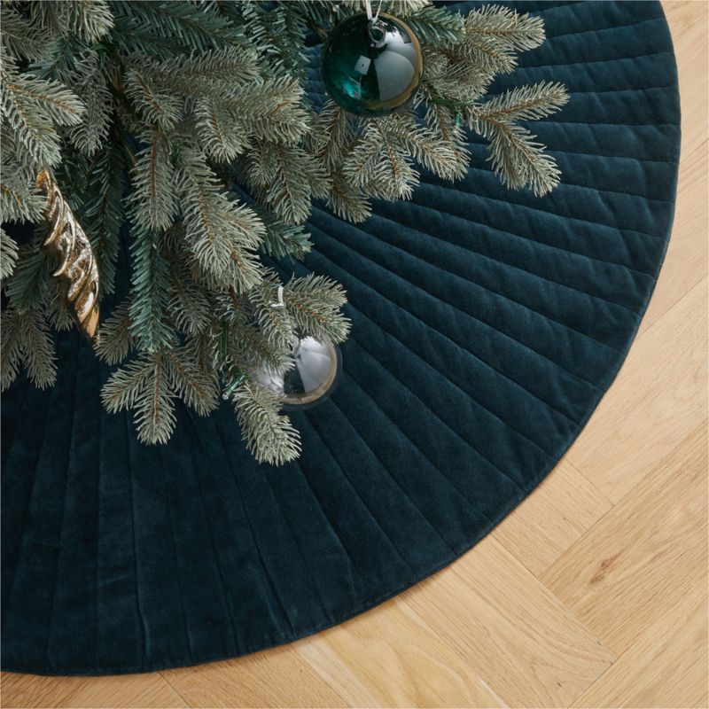 Flake Sapphire Blue Velvet Christmas Tree Skirt + Reviews CB2