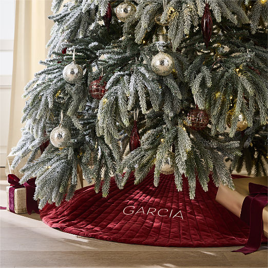 Flake Red Velvet Christmas Tree Skirt 48"