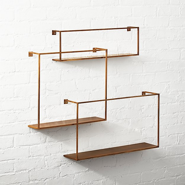 antiqued brass floating shelves set of 3
