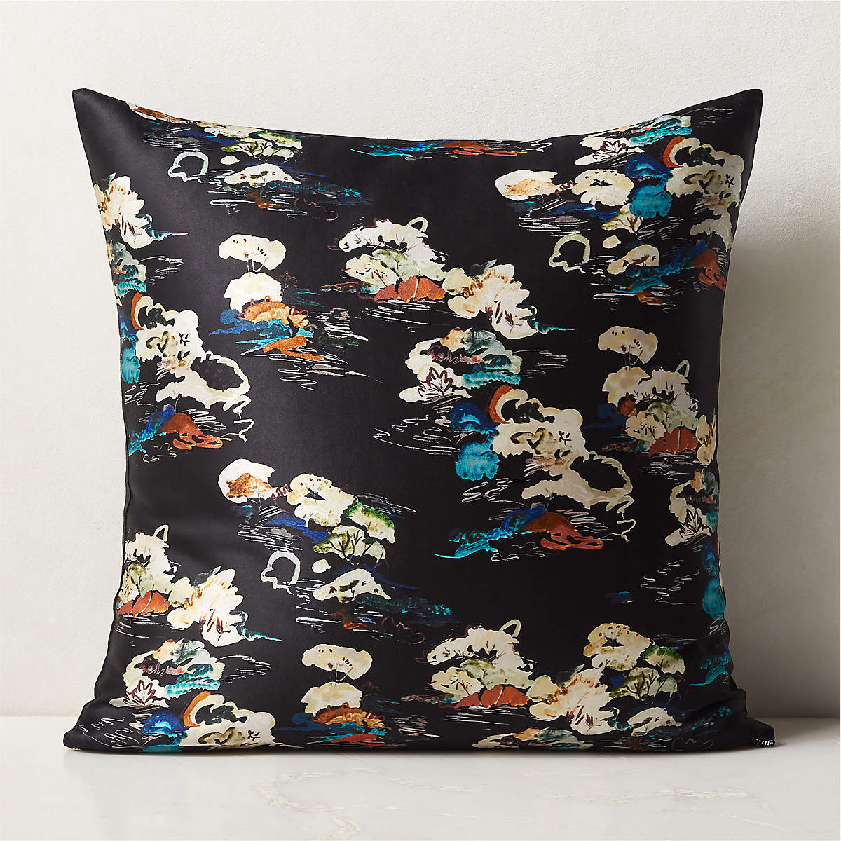 Floating Floral Silk Throw Pillow CB2