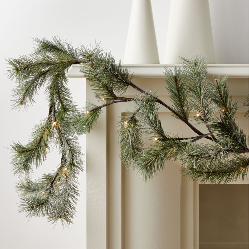 View Flocked Pine LED Holiday Garland 84" details