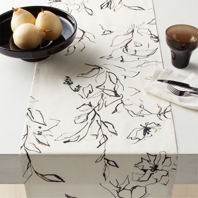 View Flora Linen Table Runner 14"x90" details