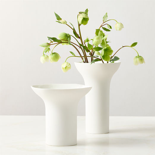 Flora White Porcelain Vases Set of 2