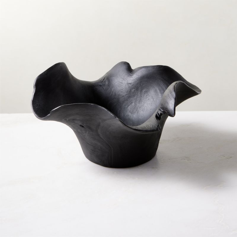 Flounce Black Teak Decorative Bowl - image 0 of 9