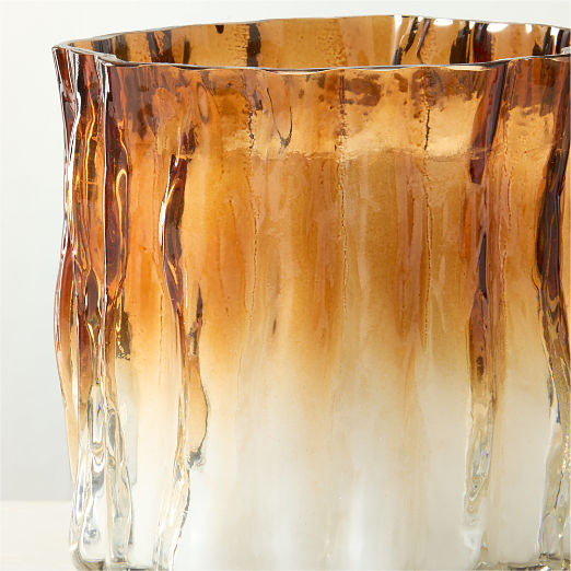 Flaire Fluted Amber Glass Unscented Candle Bowl 15.8oz