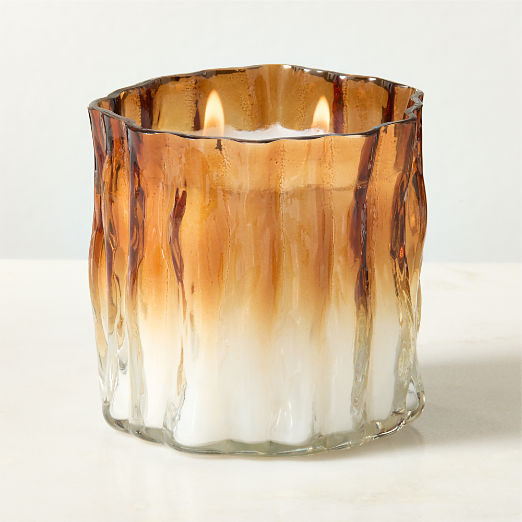 Flaire Fluted Amber Glass Unscented Candle Bowl 15.8oz
