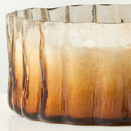 Flaire Fluted Amber Glass Unscented Candle Bowl 21.4oz