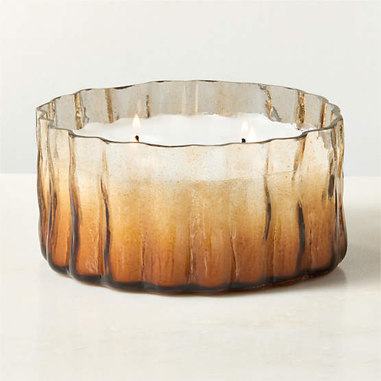 Flaire Fluted Amber Glass Unscented Candle Bowl 21.4oz