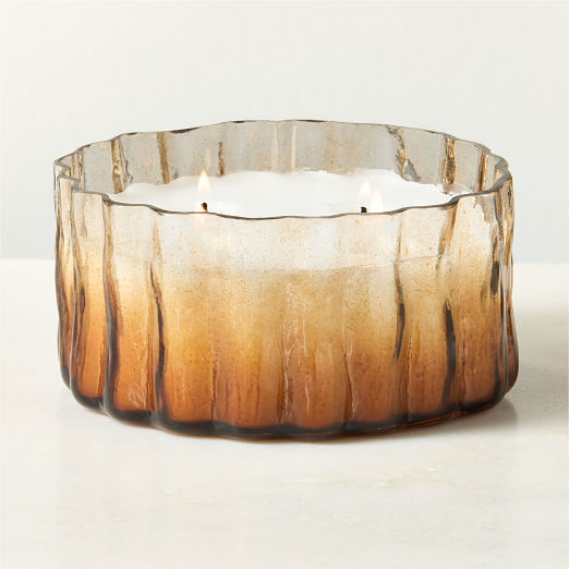 Flaire Fluted Amber Glass Unscented Candle Bowl 21.4oz