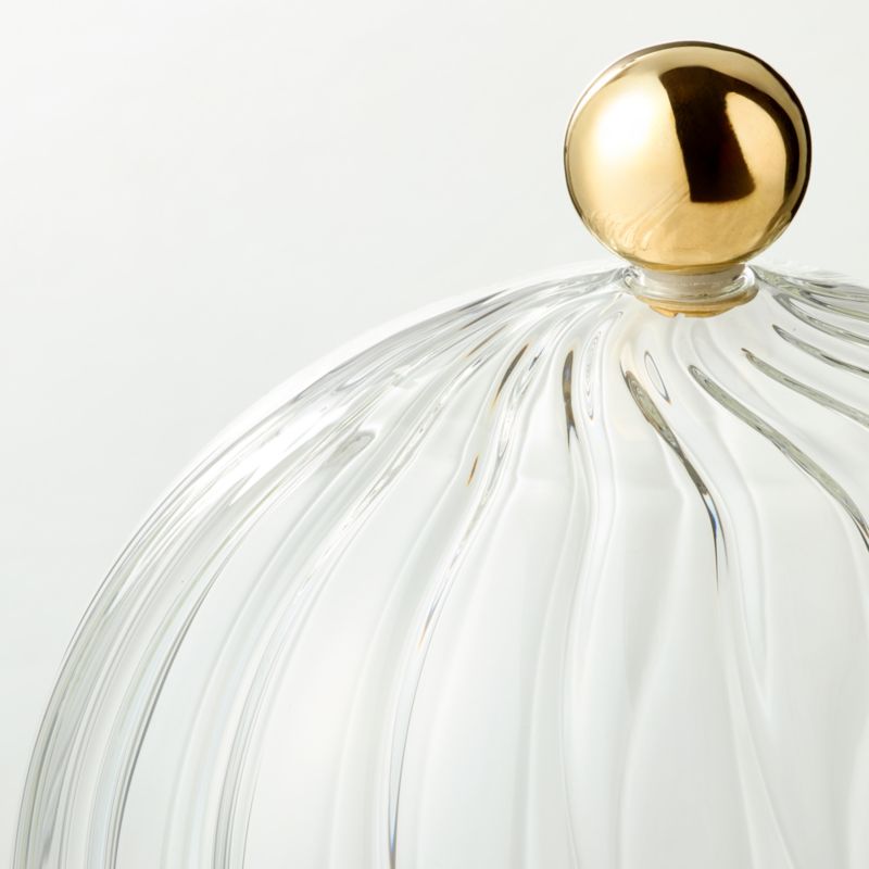 Fluted Glass Cloche With Unlacquered Brass Knob - image 1 of 4