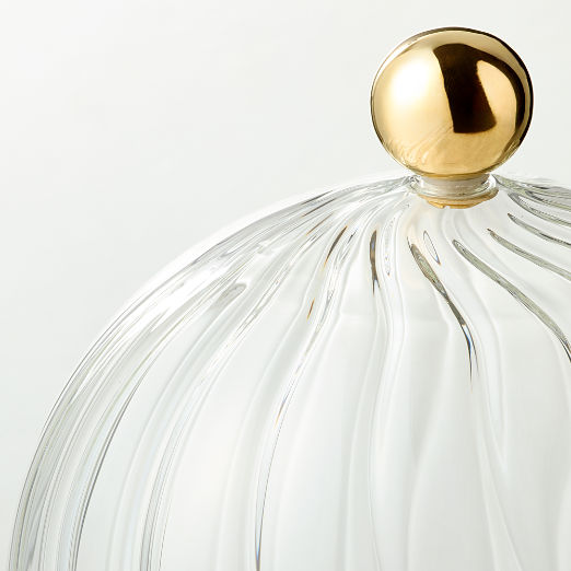 Fluted Glass Cloche With Unlacquered Brass Knob