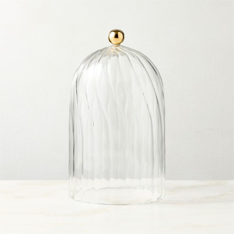 Fluted Glass Cloche With Unlacquered Brass Knob - image 2 of 4