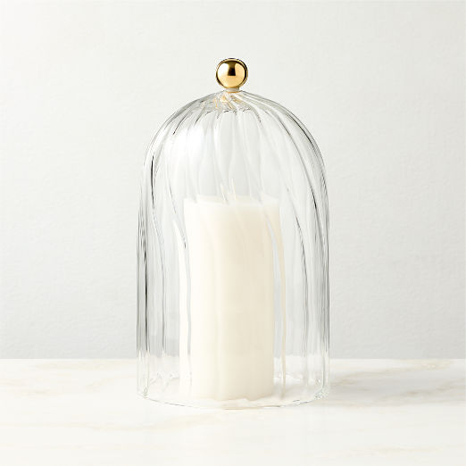 Fluted Glass Cloche With Unlacquered Brass Knob