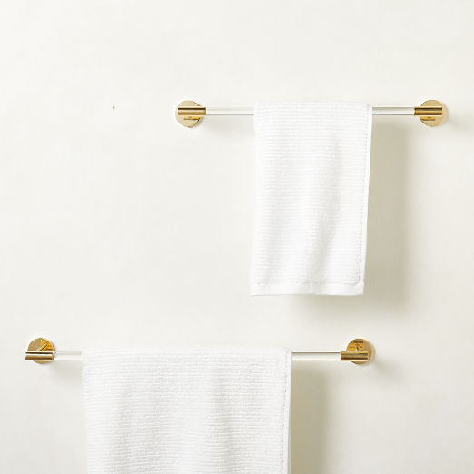 Flynn Crystal and Unlacquered Brass Towel Bars