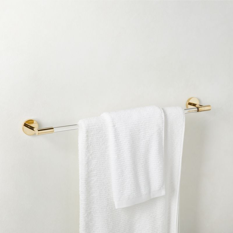 Flynn Crystal and Unlacquered Brass Towel Bar 24" - image 2 of 4