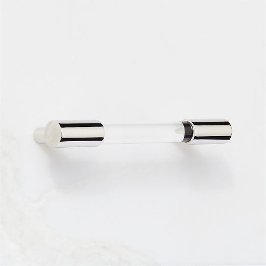 Flynn Polished Nickel and Crystal Cabinet Handle 4"
