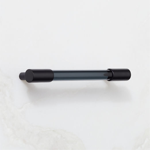 Flynn Matte Black and Smoked Crystal Handle 5"