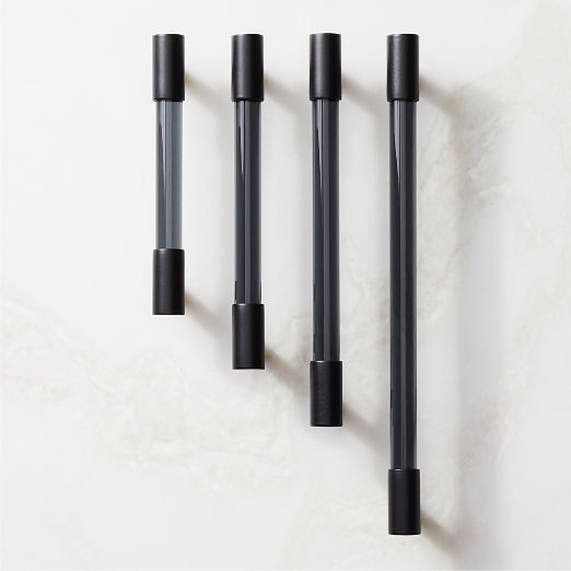 Flynn Matte Black and Smoked Crystal Handles