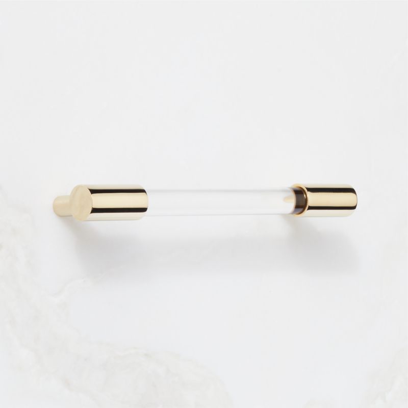 Flynn Polished Unlacquered Brass and Crystal Handle 5" - image 3 of 7