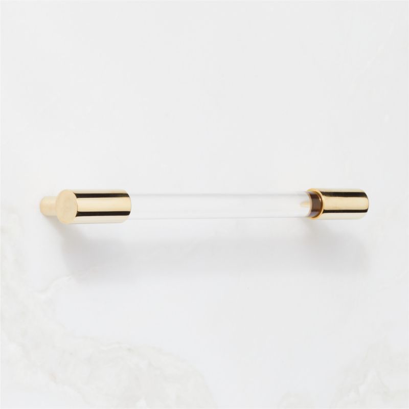 Flynn Polished Unlacquered Brass and Crystal Handle 6" - image 3 of 7