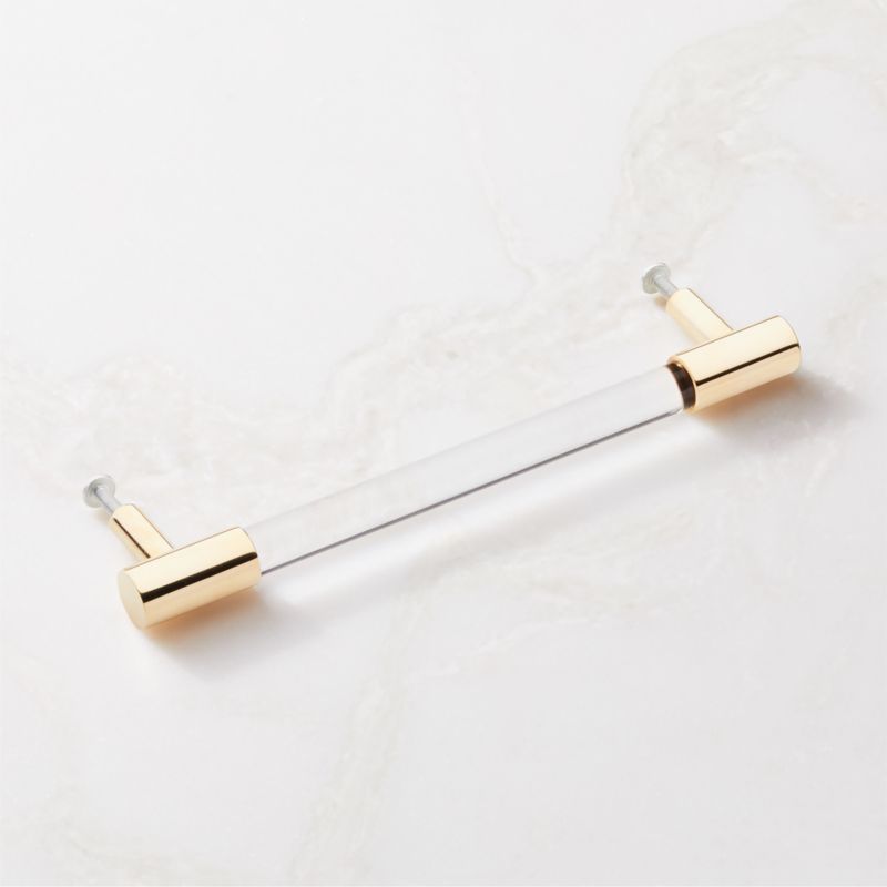 Flynn Polished Unlacquered Brass and Crystal Handle 6" - image 4 of 7