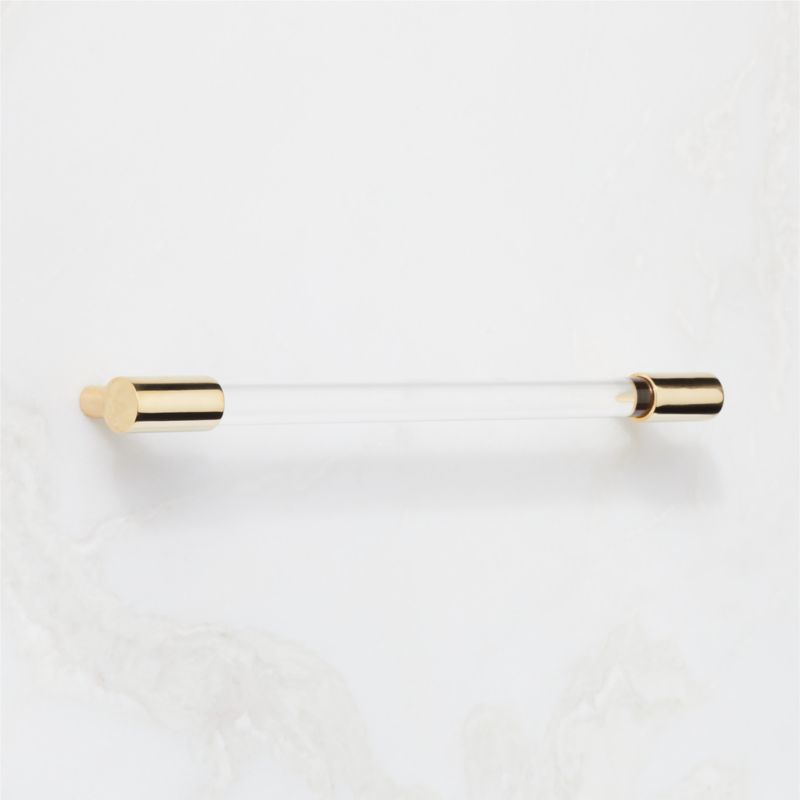 Flynn Polished Unlacquered Brass and Crystal Handle 8" - image 3 of 7