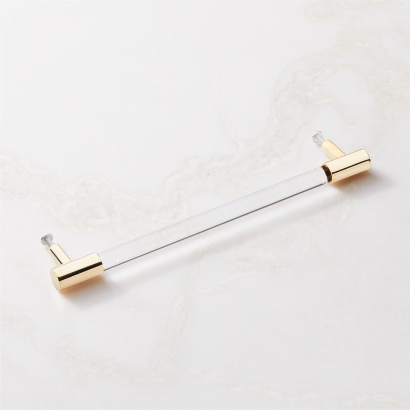 Flynn Polished Unlacquered Brass and Crystal Handle 8" - image 4 of 7