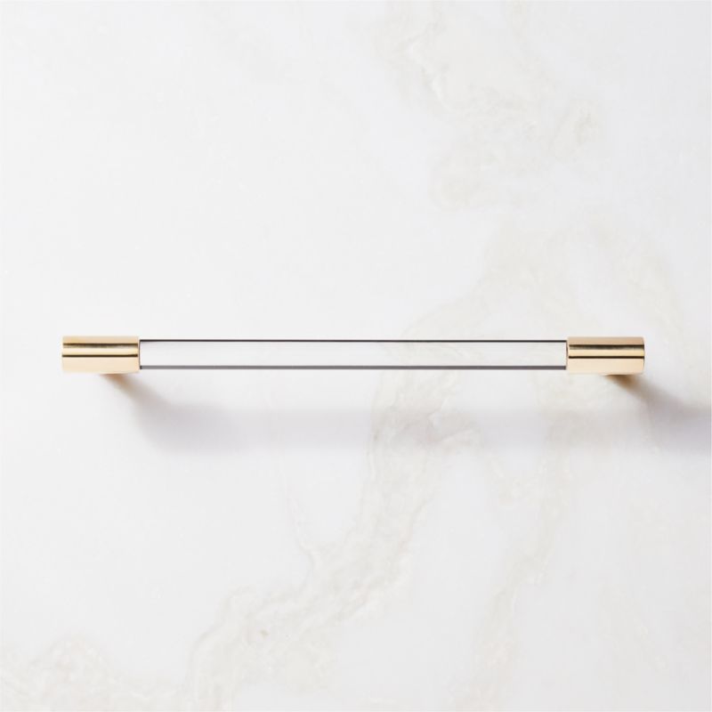 Flynn Polished Unlacquered Brass and Crystal Handle 8" - image 0 of 7