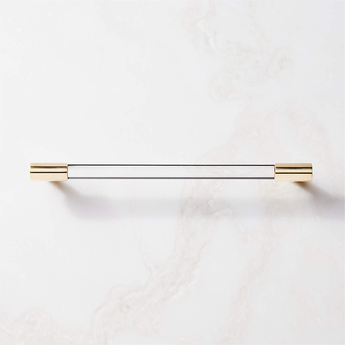 Flynn Polished Unlacquered Brass and Crystal Handle 8" + Reviews CB2