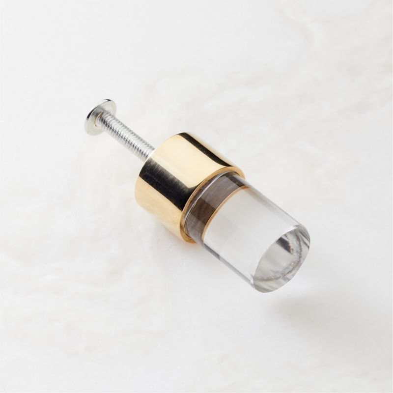 Flynn Polished Unlacquered Brass and Crystal Knob - image 3 of 7