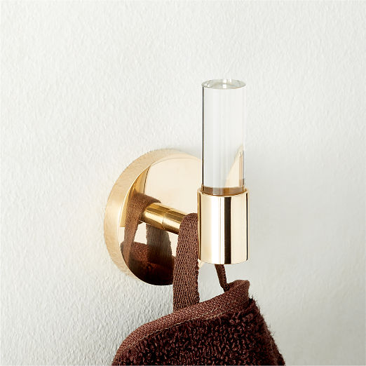 Flynn Crystal Unlacquered Brass Hook