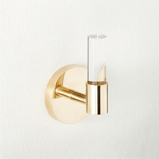 Flynn Crystal Unlacquered Brass Hook