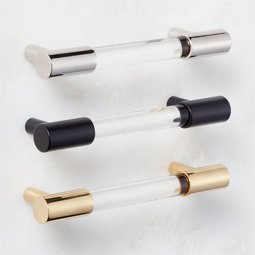 Flynn Crystal and Black Cabinet Handle 6"