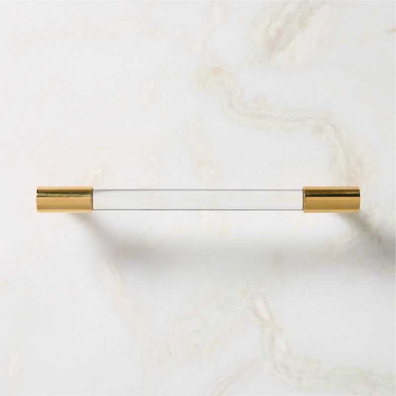 Flynn Polished Unlacquered Brass and Crystal Cabinet Handle 6" - image 1 of 7