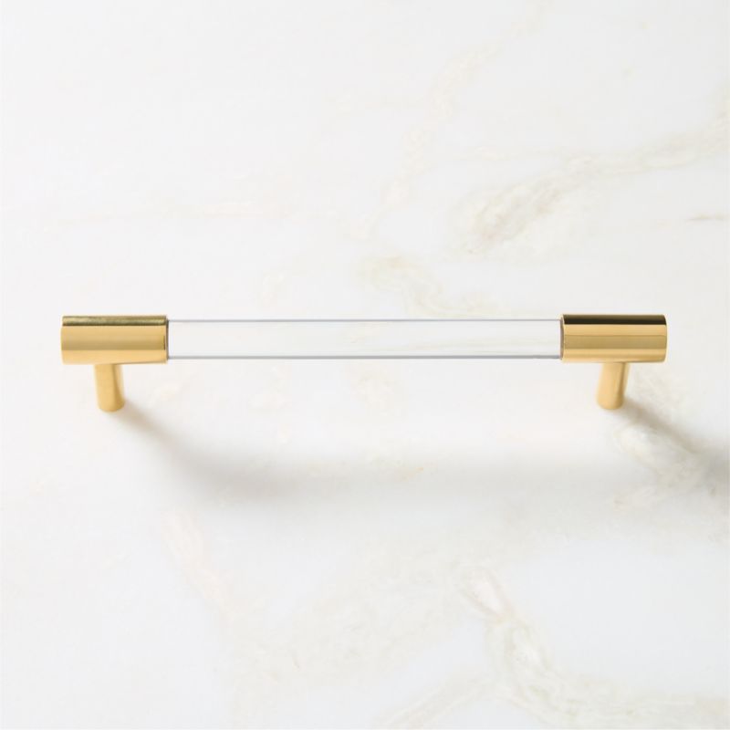Viewing product image Flynn Polished Unlacquered Brass and Crystal Cabinet Handle 6" - image 1 of 7