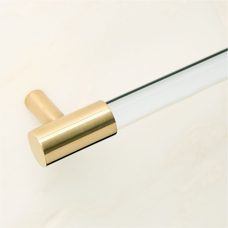 Flynn Polished Unlacquered Brass and Crystal Cabinet Handle 6" - image 3 of 7