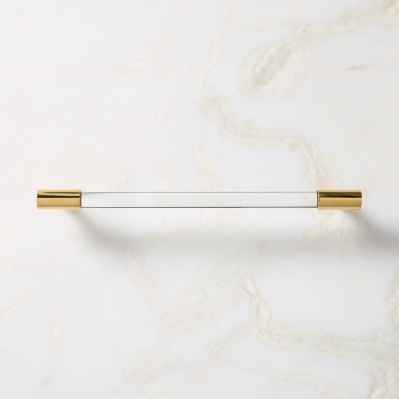 Flynn Polished Unlacquered Brass and Crystal Cabinet Handle 8" - image 1 of 7