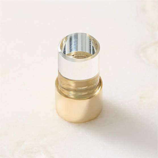 Flynn Polished Unlacquered Brass and Crystal Cabinet Knob 0.75"