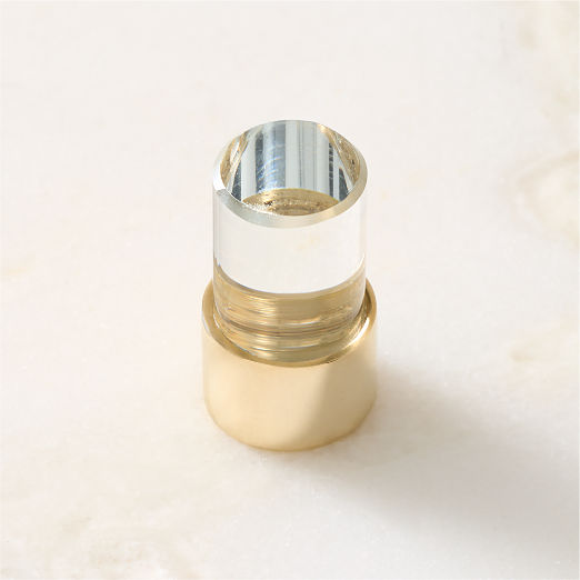 Flynn Polished Unlacquered Brass and Crystal Cabinet Knob 0.75"