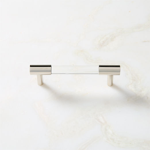 Flynn Polished Nickel and Crystal Cabinet Handle 4"