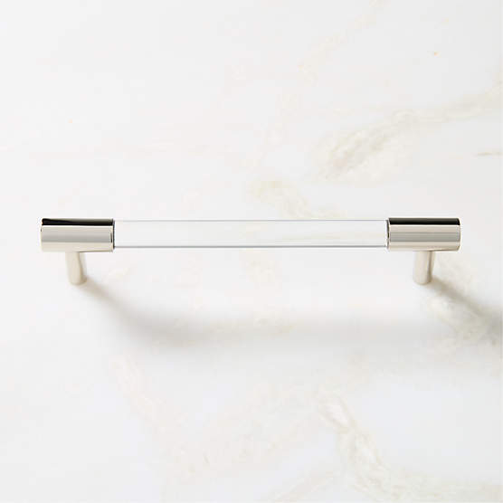 Flynn Polished Nickel and Crystal Cabinet Handle 6"