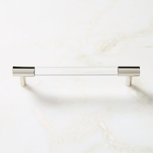 Flynn Polished Nickel and Crystal Cabinet Handle 6"