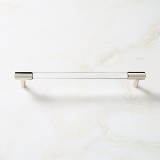 Flynn Polished Nickel and Crystal Cabinet Handle 8"
