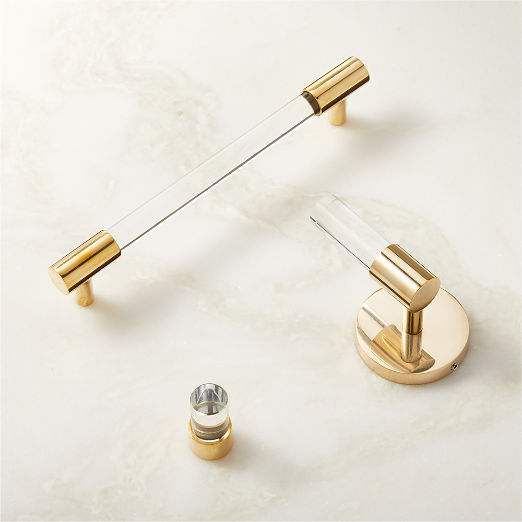 Flynn Crystal Unlacquered Brass Hook