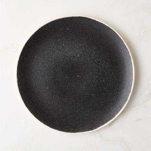 Fynn Black and White Dinner Plate with Reactive Glaze