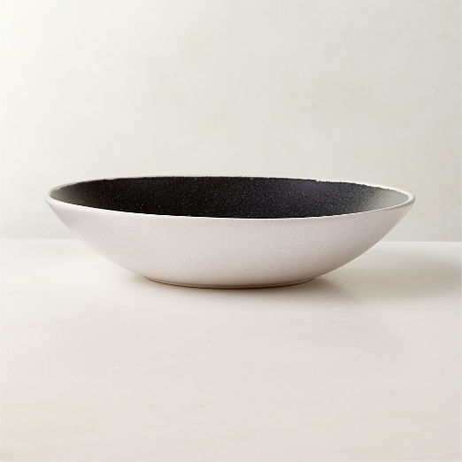 Fynn Black and White Pasta Bowl with Reactive Glaze